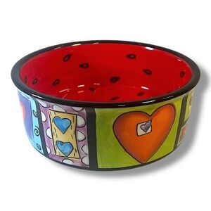 HEARTS & WATERMELON INTERIOR DOG DISH/Ceramic/by Naylor/like new